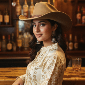 Classic Beige Leather Cowboy Hat