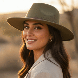 Olive Leather Hat