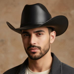 leather cowboy black hat