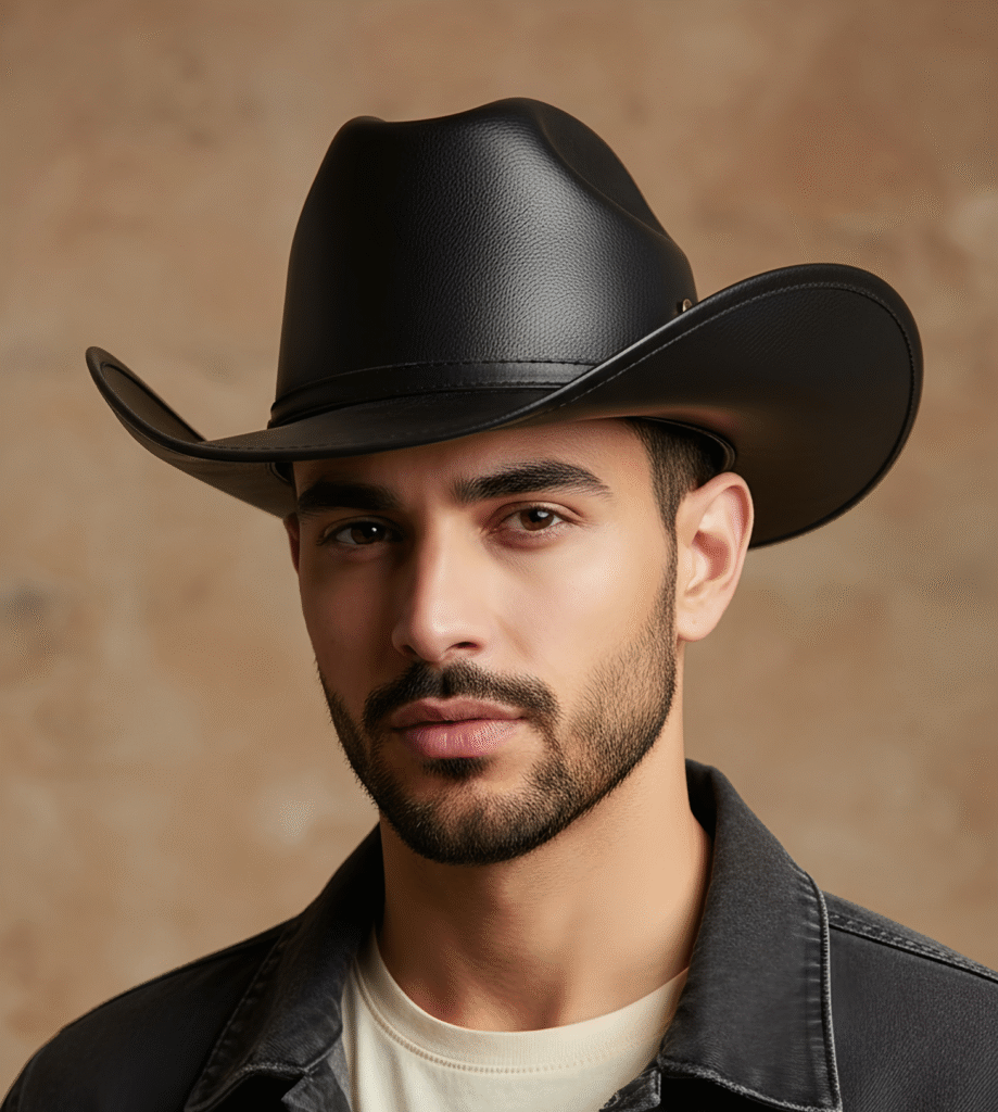 leather cowboy black hat