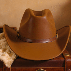 Cognac Leather Western Cowboy Hat