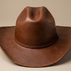 A high-quality brown Cattleman Cowboy Hat with a traditional three-pinch crown and curved brim.