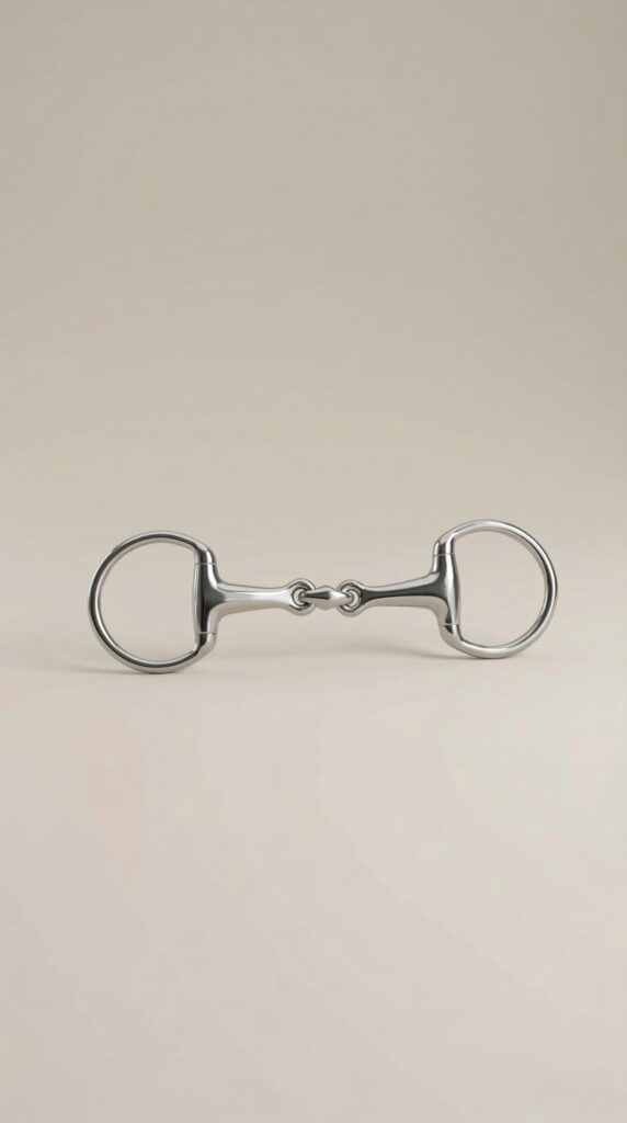 A professional eggbutt stainless steel bit featuring a double jointed mouthpiece and fixed ring connectors for elite stability.