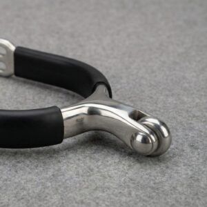 A professional roller ball spur featuring a smooth rotating ball mechanism and a protective black rubberized heel band.