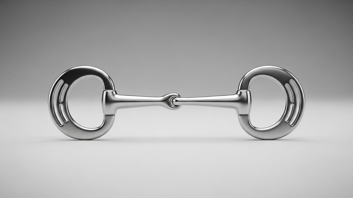 A professional Triple Slot Eggbutt bit with a single-jointed stainless steel mouthpiece and unique slotted rings.