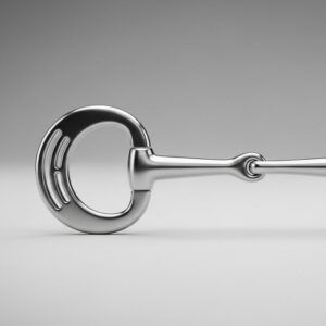 A professional Triple Slot Eggbutt bit with a single-jointed stainless steel mouthpiece and unique slotted rings.